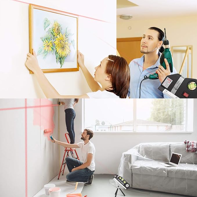 Laser Level Tool Multipurpose Laser Level Line Laser Kit With triangle bracket for Picture Hanging, cabinets Walls by AikTryee