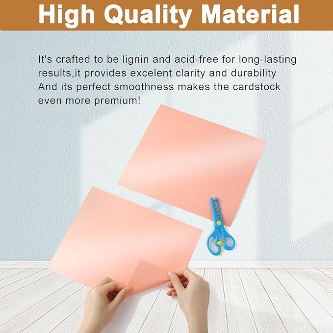 Silunkia 100 Sheets Pink Shimmer Cardstock 8.5 x 11 Crafts Paper, 200gsm/75lb Glossy Paper Card Stock for DIY Cards Making, Valentine's Day Cards, Wedding Invitations, Menus