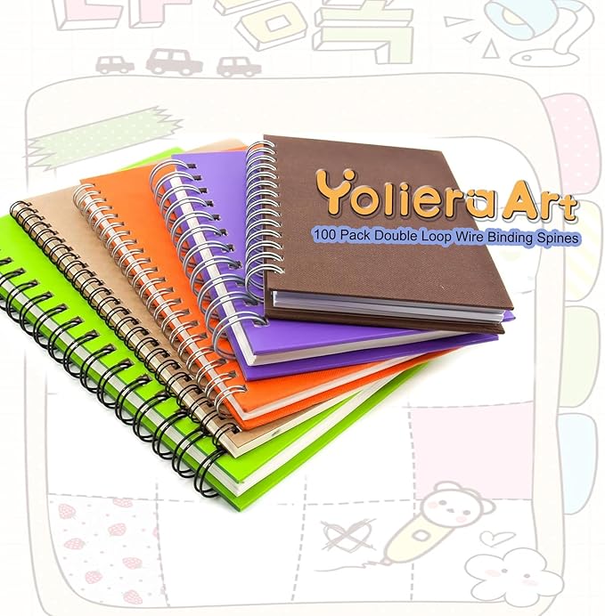 100 Pack Double Loop Wire Binding Spines, YolieraArt Wire Binding Spines, 7/16 Inch Binding Wire for Letter Size (7/16 Inch (80 Sheet Capacity), 100P, 3:1 Pitch, Gold)