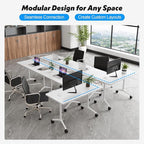 Goakwwuz Conference Room Table, Folding Conference Tables,Thicken Grey Tabletop,Flip Top Wooden Seminar Meeting Room Table for Conference Room Offices (2, White, 47.2“)