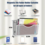 2 Pockets Magnetic File Holder for File Cabinets, Folder Holder Organizer- No Drilling Paper Document Holder, Large Capacity Office Hanging Magazine Rack for Refrigerator, Whiteboard, Office, Kitchen