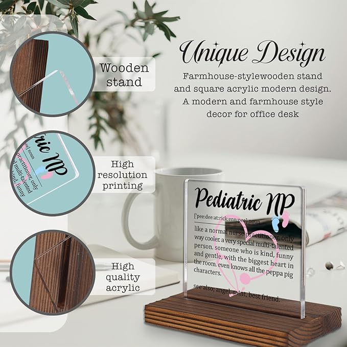 Pediatric Nurse Practitioner Gift Desk Sign, Funny Appreciation Plaque for Pediatric NP, Thank You Gift for Kids’ Clinic Nurses, Office Decor for Women Men PA056