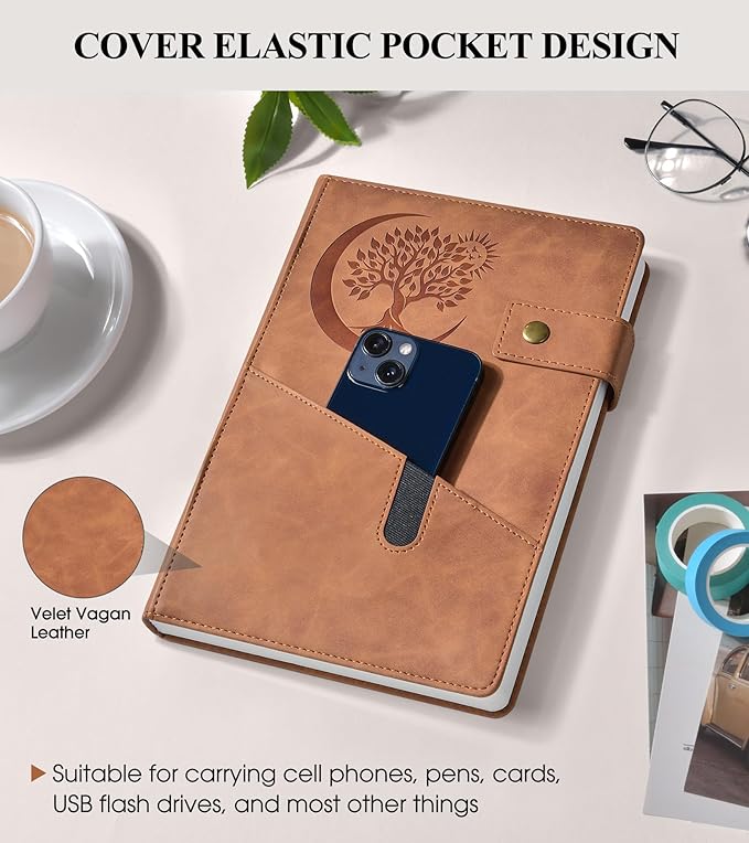 365 Page Thick Lined Journal Notebook for Men Women, B5 Large Leather Journals for Writing, Hardcover Notebooks for Work, School, Note Taking, Business, Travel Diary, College Ruled 7.6" x 10"