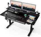 FiCiHi Adjustable Height Standing Desk with 4 Drawers,63 x 30 inches Electric Sit Stand Home Office Desk with Two Tiers, 3 Memory Presets, Monitor Stand Riser, USB A/C Charging Port