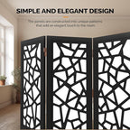 VINGLI 70'' H Room Divider, Non-Woven Fabric Privacy Screen, Indoor Partition Wall Dividers, Freestanding Hinged Space Separator with Modern Unique Pattern (Black, 4 Panel)