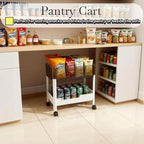 LiWNYRK 2 Tier Rolling Cart with Wheels for Under Desk Storage, Heavy Duty Plastic Short Small Utility Cart for Small Space Pantry Room Kitchen Laundry Bathroom, 4.7'' Deep Baskets for Tall Bottles