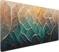Gaming Mouse Pad,Large Mouse Pads for Desk,Non-Slip Rubber Base Extended Mousepad,XXL Keyboard Mouse Mat,Computer Keyboard Desk Pad with Stitched Edges,35.4x15.8inch,Abstract Blue Gold Floral Marble