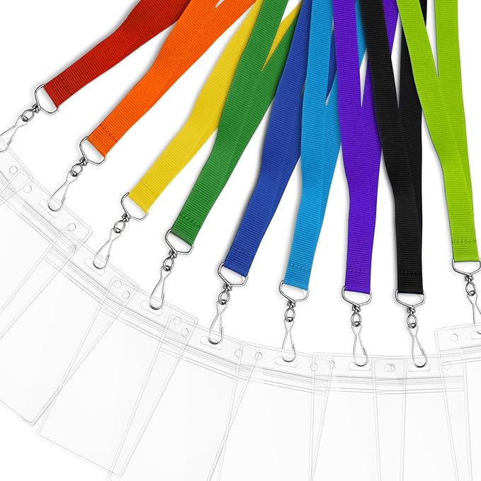 12-Pack Green Breakaway Lanyards with Waterproof Badge Holders, Polyester Neck Straps for ID Cards, Events, Office, and Schools