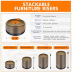 Furniture Risers Bed Risers Heavy Duty 1 inch, 2 inch, 3 inch, 4 inch Round Adjustable Bed Lifts Riser for Desk Legs Table Couch Sofa Chair Refrigerator Washing Machine (1 Inch, Brown, 8 Pack )