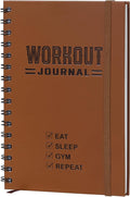 Nextnoid Hardcover Fitness Journal Workout Planner for Men & Women - A5 Sturdy Workout Log Book to Track Gym & Home Workouts - Brown