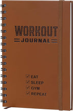 Nextnoid Hardcover Fitness Journal Workout Planner for Men & Women - A5 Sturdy Workout Log Book to Track Gym & Home Workouts - Brown