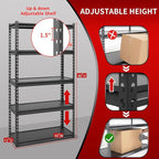Shuntong The Atlas 30" W Laminated Heavy Duty Metal Shelving Unit 2000 Lbs Boltless Garage Storage Shelves Utility Rack Shelf Warehouse Pantry Shed 30" W x 12" D x 60" H, Black