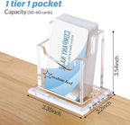 HJX Custom Business Card Holder Desk-Personalized Engraved Wooden Business Card Case Holder, Customized Name Logo Business Card Display Gifts for Men Women (Acrylic-Vertical)