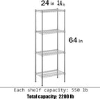 Regal Altair 14" Deep x 24" Wide x 64" Height Wire Shelving Kit | 4-Tier | NSF Commercial Storage Rack Unit