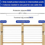 Steel DN Mate 200 Pack Stainless Steel Protector Sleeves for 1/8" Wire Rope, Cable Railing Hardware for Deck/Cable Railing System, T316 Marine Grade, Cable Sleeves Come with a Drill Bit DE05