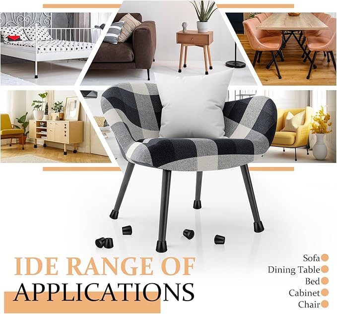 VOCOMO 1-1/4” Round Rubber Chair Leg Tips Caps, Chair Leg Floor Protectors Furniture Legs Caps Non Slip Reduce Noise for Hardwood Floors (Black, 8 Pack)