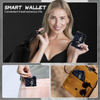 BWEGRHE Cute Credit Card Holder with Zipper, Dance Skull Skeleton RFID-Blocking Card Case Small Wallet for Women Men, Multi-slot Card Organizer Case Travel Accordion Wallet