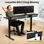 Kingant 40 x 24 Inch Electric Standing Desk with Dual Drawers, Height Adjustable Sit to Stand Computer Desk with Storage Shelf and C-Clamp Mount Compatibility for Home Office, Black