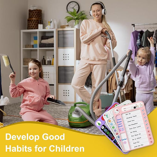2-Pack Magnetic Chore Chart for Kids, ADHD Task Tracker Easy-Check Routine Dry Erase Board, to-Do List Planning Tool with Stand for Fridge/Desk/Home/School, 6 Reusable Sheets, 4 Markers