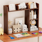 Tangkula Desktop Bookshelf, Countertop Storage Hutch with Shelves for Computer Desk, Desk 3-Tier Display Rack, Multipurpose Wood Desktop Hutch Storage Organizer for Dorm Office (Walnut,5 Shelves)