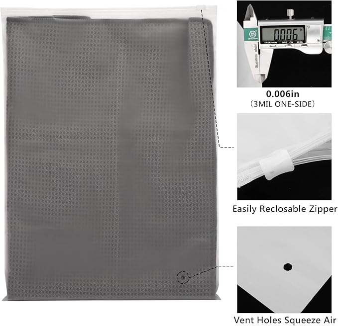Svaldo Swimsuit Bags, 50 Pack 8x10 Inch Shirt Bags for Small Business, Plastic for Clothes, Bikini, Underwear, Makeups, Resealable Ziplock Packaging, Storage With Zipper, 3 Mil