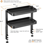 ARES WING 2-Tier Clamp On Desk Shelf, 16 inch Adjustable Above or Under Desk Storage Shelves Holds 44 lbs, Heavy Duty Desktop Organizer with Headphone Holder for Working and Gaming Accessories, Black