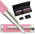 Ellington Pens Luxury Fountain Pen Set - Smooth Fine Nib - Includes 3 Ink Cartridges, Refillable Ink Converter, Gift Box - Fountain Pens For Writing, Calligraphy, Journaling, Sketching (Rosy Flair)