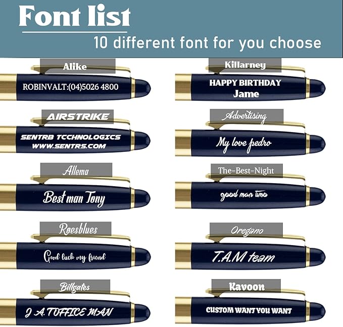 Ancolo Personalized Fancy Pens Quality Advertising Buesiness Gift Office Writing Set- Engraved with Your Message Name Company Team Name, Phone Number Perfect for Business Men 5 Pens/BOX