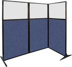 Versare Workstation Partition | Portable Wall Divider | Modern Office Cubicle | Free Standing Privacy Screen | Flexible Work Space | 99" x 70" W/Window, Black Fabric Panels