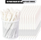 deegtran Pens Bulk, 50 Pack No Bleed White Barrel Black Ink Click Pens with Soft Grip, Wholesale Retractable Ballpoint Pens for Office School, Medium Point Smooth 1.0MM