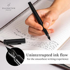 Ellington Pens Luxury Fountain Pen Set - Smooth Medium Nib - Includes 3 Ink Cartridges, Refillable Ink Converter, Gift Box - Fountain Pens For Writing, Calligraphy, Journaling, Sketching (The Stealth)