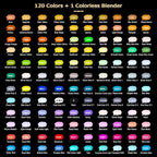 Caliart Alcohol Markers Brush Tip - 121 Colors Dual Tip Artists Coloring Markers Set Brush & Fine, with Case Permanent Alcohol Based Colored Sketch Pens, Art Supplies Gifts for Adults Drawing