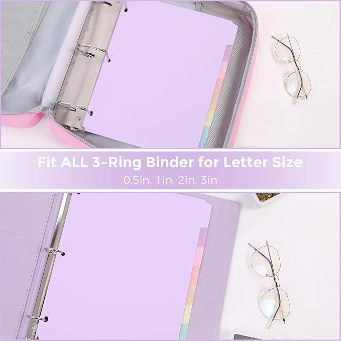 SKYDUE Durable Plastic 8-Tab Dividers, 2sets, Big Tab Dividers for 3 Ring Binder, Write&Erase 3 Ring Binder Dividers with Tabs, with Sticker Labels
