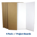 Flipside Products 36” x 48” Project Boards for Presentations, Science Fair, School Projects, Event Displays and Trifold Picture Board, Proudly Made in USA - White - 4 Pack