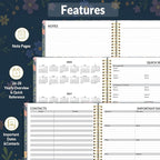 SUNEE 2026 Appointment Book, Quarter-Hourly, Weekly & Monthly - from January 2026 - December 2026, 8.5"x11" Weekly Planner, Flexible Cover, Note Pages, Pockets, Bookmark, Spiral Binding, Navy Flower