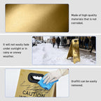 Kerty 4 Pack Stainless Steel Wet Floor Sign, 24 Inch Caution Wet Floor Sign Portable Foldable Bilingual Safety Warning for Hotel Market Restroom Restaurant Office (Gold)