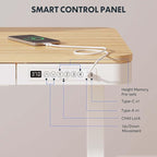 FLEXISPOT Comhar Electric Standing Desk with Drawer Desktop & Adjustable Frame w/USB Charge Ports (Bamboo-Look Laminate/White, Wood)