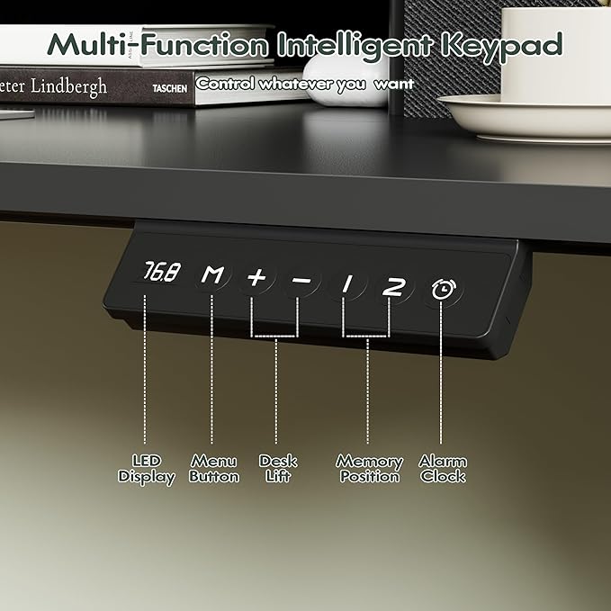 Homall Electric Standing Desk with 2 Drawers, Adjustable Height Computer Desk with Monitor Shelf Sit Stand Table with Splice Board Quick Install for Home Office (Black, 55 Inch)