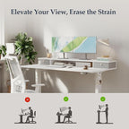 Klicelor 55 Inch Electric Standing Desk with Drawers, Adjustable Height Small Sit Stand Desk for Home Office, Compact Computer Workstation with Storage– White