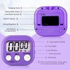 4 Pack Purple Digital Kitchen Timer Magnetic Digital Timer with Big Display Loud Ring Cooking Timers for Cooking, Game, Gym, Break Time, Classroom (4, Pruple)
