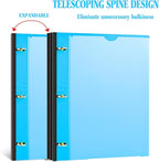 INFUN Telescoping 3 Ring Binder - 12 PCS, Flexible Round Binder with Customizable Front Cover and Clear Catalog Pocket, Holds 8.5x11 inch Paper