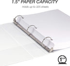 Samsill Durable 1.5 Inch Binder, Made in The USA, Round Ring Customizable Clear View Binder, White, 12 Pack (MP128457)