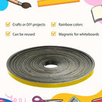 AmazingSpark Magnetic Tape Roll Thin Strips, 1/4 Inch x 33 Feet Magnetic Board Dividers Whiteboard Graphic Decorative Tape Marking Line for Classroom Office Art Accessories(Yellow)