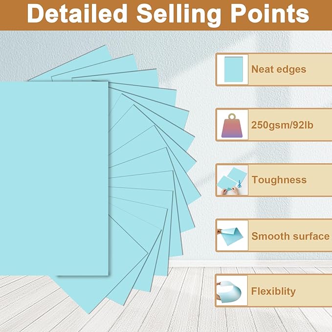 28 Sheets Light Blue Cardstock 8.5 x 11 Scrapbook Paper, 92lb Heavyweight Paper Card Stock for School Crafting, DIY Cards, Wedding Invitations, Certificates