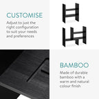 Navaris Desk Organizer Shelf Unit - Desktop Shelves for Table or Countertop - Free-Standing Adjustable Bamboo Shelving for Kitchen or Office - Black