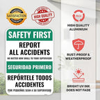 1PC Safety Sign, 14 x 10 Inches - Aluminum - Safety Decorations Posters For Workplace - Bilingual Spanish
