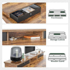 FEZIBO Height Adjustable Electric Standing Desk with 5 Drawers, 55 x 24 Inch Table with Storage Shelf, Sit Stand Desk Black Frame/Rustic Brown Top, 55 inch