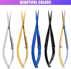 Cross Edge Spring Scissors 5 Inch straight Stainless Steel Precision Eyebrow & Eyelash Shaping & Trimming Scissor, Snips Squeeze, Embroidery, Knitting Micro Tip Craft Scissors (Rainbow)