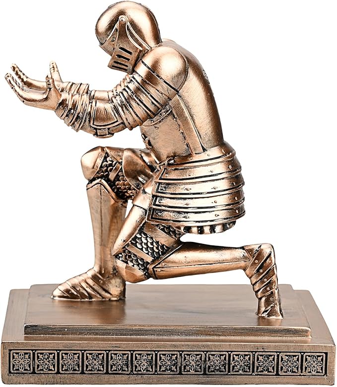 Knight Pen Holder Pen Stand Desk Organizers and Accessories Resin Pencil Holder as Gift with a Fancy Pen for Office and Home Desk Organizer (Bronze)