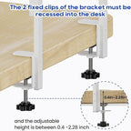 ART-GIFTREE Clamp On Desk Shelf 2-Tier, Wood Shelving Unit for Office Desk/Gaming Accessories, Tabletop Book Storage Rack, Shelf for Top of Desk, Grey